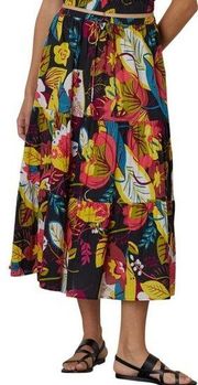 Velvet By Graham & Spencer Womens Tropical Floral Mariel Midi Skirt Size S Brown