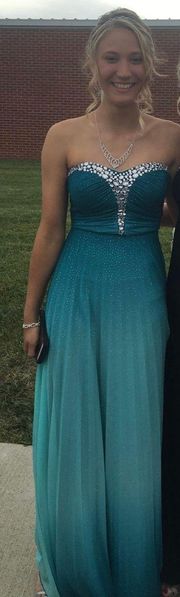 Teal Ombré Prom Dress 