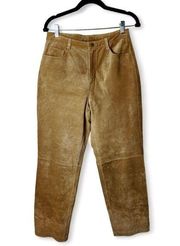 Nordstrom - Women’s Light Tan Suede Leather Pants 5-Pocket Style - Sz. 8