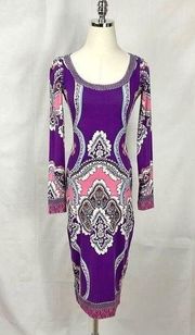 Hale Bob Purple Knit Dress Oksana Sz XS As Worn on TV Sexy Bodycon Fitted New