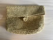 Woven Straw Envelope Clutch