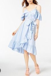 Jill  Stripe Ruffled Cold Shoulder Dress