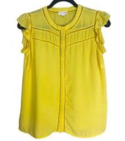 Maison Jules Bright Sunny yellow Short sleeve ruffle blouse Size Small