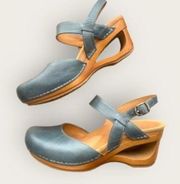 Dansko Taci Clog Blue Sling back Mary Jane Comfort Clogs Cut out Heel 39 8.5