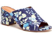 J. MCLAUGHLIN FABRIC FLORAL TRIBECCA AMELIA BLUE CHUNKY BLOCK HEELED MULES 8.5