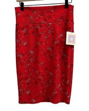 NEW LulaRoe Cassie Skirt Red Size XS Floral Pencil Skirt Bright Stretchy Summer