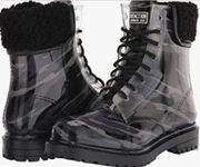 Kenneth Cole Reaction Cozy Rain Boots Dark Gray Camo Lace-up