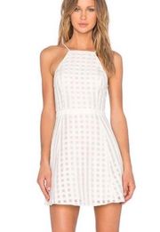 NBD  x Revolve Animosity Mini Dress White Open Back Textured Checks