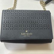 kate spade morgan flap chain wallet in navy blue