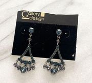 Vintage Gallery Design Earrings Blue Crystal Chandelier Dangle Drop Evening