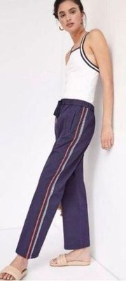 Anthropologie Maeve Classic Navy blue & red stripe Track Pants size extra small