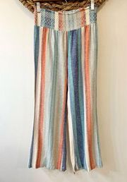 NWOT Indigo Rein Striped Linen Blend Wide Leg Pant Size Medium