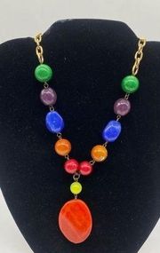 Vibrant prime colored chunky beaded necklace