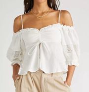 NWOT  Bambino Cold Shoulder Eyelet Cotton Blouse