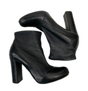 READ CHLOE SZ 6 ? Leather Sock Bootie Stretch Heel Black Ankle Heel Boots Italy