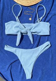 Zaful Baby Blue Ribbed Bikini Set