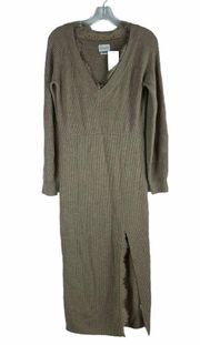 Saylor NYC Bertie Lace Trim Wool Sweater Dress Tan Size S