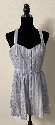 100% Cotton Button Front Striped Sundress