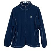 Antigua Detroit Tigers Baseball Fleece Zip Jacket Womens Sz XL Navy Blue Pockets