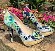 Apt 9 Floral Platform Heels - Size 6