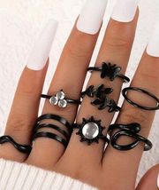 Goth Grunge Gunmetal Black Resellers Ring Lot Mixed Sizes