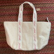 NWT VICTORIAS SECRET PINK WHITE FLEECE TOTE BAG