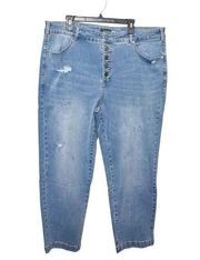 Universal Standard Skinny Jeans High Rise Button Fly Distressed Women Size 22-24