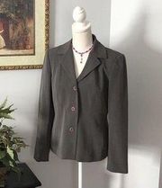 Rafaella Women's Gray Single Breasted Three Buttons Padded Shoulder Blazer 10