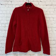 🎓 Eddie Bauer Sleepwear Red Full Zip Fuzzy Jacket