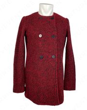 Joes Jeans Coat Wool Blend Red Black Diamond Pattern Boucle Heavy Overcoat Joe's