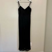 Eliza J Women’s Spaghetti Strap Sparkly Jumpsuit w/ Bow Black Size 14 NWT FLAW