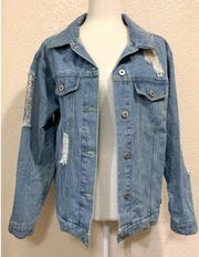 Denim Distressed Light Wash Jean Jacket