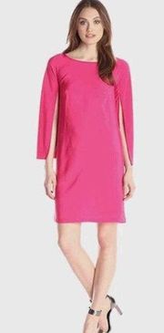 Donna Ricco Womens 6 Slit Sleeve Crepe Fuchsia Bright Pink Mini Shift Dress