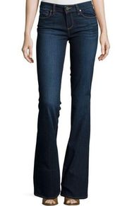 Paige Skyline Blue Dark Wash Bootcut Mid Rise Jeans Size 27 In Michelle