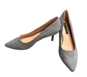 French Connection Kate Gray Faux Suede Pointed Mid Kitten Heel Pumps Size 10
