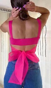 tie pink crop top