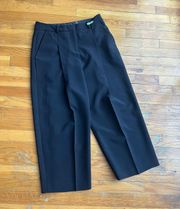 Designer Black Italian Yarn Wide Leg Trousers size 4