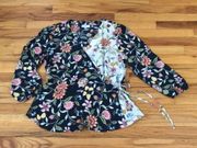 Pretty and Feminine LOFT Floral Wrap Peplum Top Sz LP