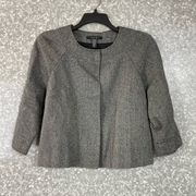 Laundry by Shelli Segal Women's Gray Wool Blend Tweed Blazer - Size 8 - Cropped
