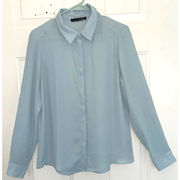 Atmosphere Soft Blue Hidden Button Front Shirt Blouse UK14