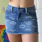 Lucky Brand Hand Painted Eye Mini Skirt