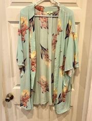 America Mint Green Floral Adjustable Kimono size Medium