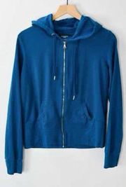 Express Yoga Full Zip Ruched Pocket Hoodie Blue Large INV094