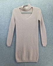 BP . Women's Sweater Dress Baby Pink Ribbed Long Sleeve Size XXS Cutout Neck