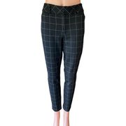 ELLE Ladies Black White Large Check Ankle Cropped Dress Pants ~ Size 10