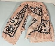 Pink Pastel Fuzzy Warm Paisley Floral Bandana Print Square Winter Scarf Shawl Wrap O/S 🤍