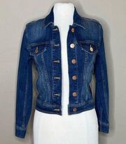 CABI Dylan Stretch Denim Belted Jacket In Greenwich Wash #5662 Size Xs