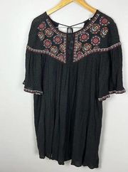 Francesca’s Miami Boho Short Flutter Sleeve Embroidered Mini Tunic Dress Large