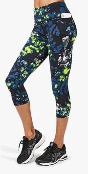 Sweaty Betty The Power 7/8 Legging in Blue and Green Abstract Pattern - Size S