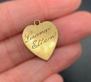 Vintage Gold Tone Heart Charm Pendant Luann Ellen 10-7-57 7/8"